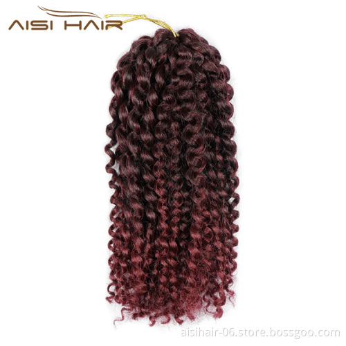 Aisi Hair Ombre Grey Blonde Purple Brown Synthetic Marly Braiding Hair Extensions Afro Curly Crochet Hair Braids for Women
